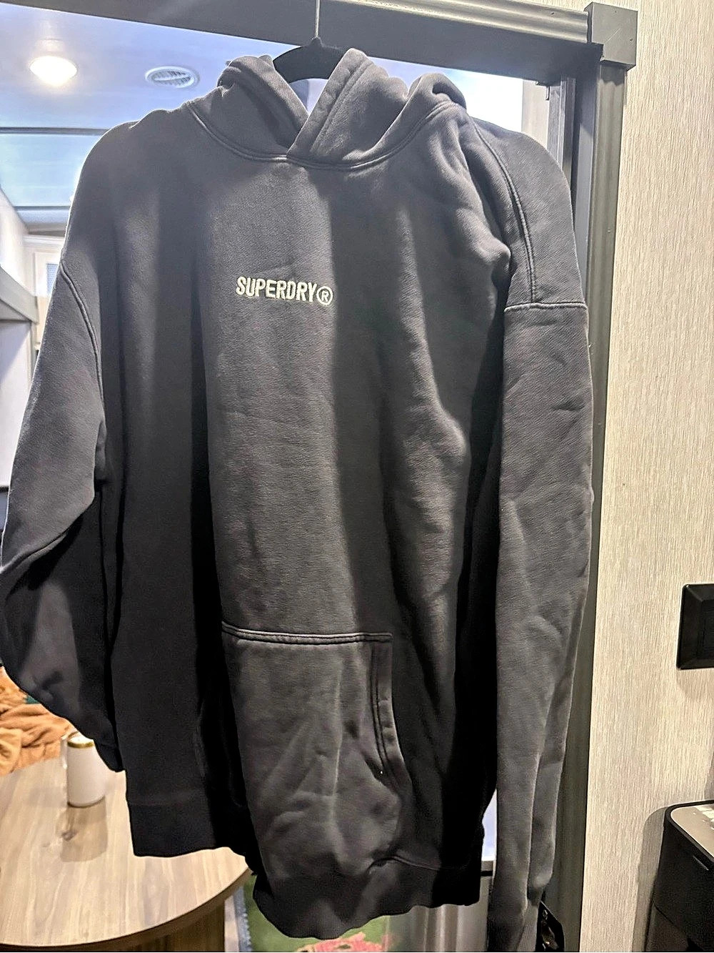 Superdry Vintage Logo Embroidered Hoodie Men's Navy Blue Pullover